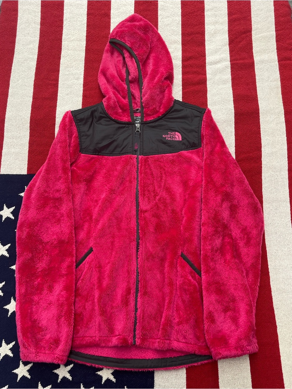 The North Face Kids Pink Hooded Fleece Jacket Girls Size Large 14/16